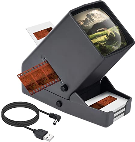 MAFUEAY 35 mm Dia- und Filmbetrachter, Negativbetrachter, LED-beleuchtete Anzeige, 3-fache Vergrößerung, USB-betrieben