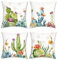 Bonhause 4er Set Kissenbezüge Kaktus Tropische 45 x 45 cm Blumen Blätter Sukkulenten Samt Soft Dekorative Kissenhülle Zierkissenbezüge für Sofa Garten Outdoor Wohnzimmer Zuhause Dekoration