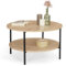IDMarket Couchtisch mit doppeltem Tablett, rund, 70 cm, Industriedesign