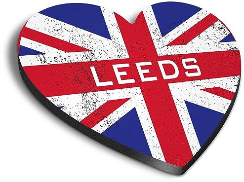 1x Heart MDF Magnet 6cm - Leeds England Flag Circle - Fridge Locker Office Whiteboard Toolbox #59472