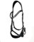 Leone Equipment Premium Trense für Pferde mit Stirnriemen Lackleder, Schwartz - Anatomisch Trense mit Zügel - Zaumzeug Bridle Pferd Zubehör für Vollblut, COB