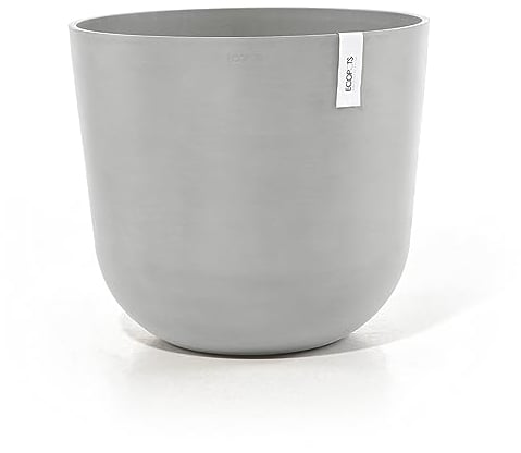 Ecopots Blumentopf Oslo Hell Grau - mit Wasserversorgung - Durchmesser Ø 35 cm rund groß - Pflanzentopf aus Recycling Kunststoff - Übertopf modern für Indoor und Outdoor