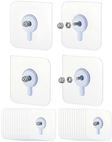 QWORK® 30pz. Viti adesive per fissaggio a parete - asta in acciaio inox 8mm/16mm - 6x6 cm - carico 10 Kg. Senza forare