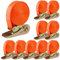 10 Stück 800kg 6m x 25mm Spanngurte mit Ratsche 2 teilig zweiteilig mit Haken Ratschengurt Zurrgurte Blau für Ladungssicherung (orange), 10 PCS