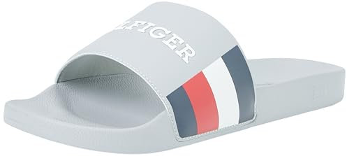Tommy Hilfiger Chanclas Hombre Pool Slide Zapatillas de baño, Gris (Antique Silver), 40