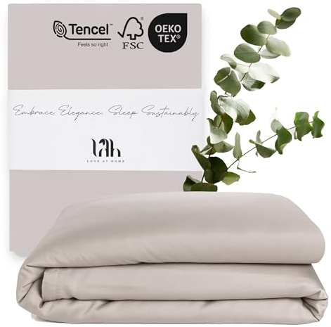 LAH Dream Tencel Bettbezug, luxuriöser Tencel Lyocell Deckenbezug, hypoallergen, atmungsaktiv, in Weiß, Grau & Petrol, passend für Einzelbetten, Doppelbetten und King-Size-Betten (Grau, 140x200 cm)