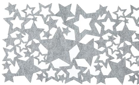 MC-Trend Filz Tischläufer „Sternennacht“ 140 x 24 cm aus 3 mm starkem Filz Tischdecke Tischdeko Unterlage Tischband Platzdeckchen für Weihnachten (grau)