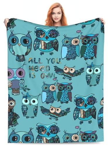 VODRM Niedliche Eulen-Decke, Geschenke für Erwachsene, Frauen und Mutter, Bett für Wohnzimmer, Bettwäsche, Couch, weich, warm, leicht, gemütlich, Überwurf, lustige Eulen-Decken, Muttertag,