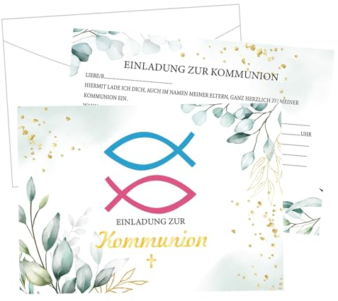 12 Stück Kommunion Einladungskarten, Einladung Kommunion Mit Umschlägen Kommunion Konfirmation Einladungskarten, Umschlägen Für Einladungen Zur Erstkommunion Jungen Und Mädchen Sakrament Dekoration
