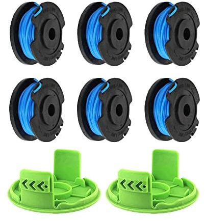Greenworks G24LT Bobine de fil pour débroussailleuse Greenworks G24LT, G24LTK2, G24LT30M, G24LT30M, G24LT30MK2 (6 bobines + 2 couvertures)