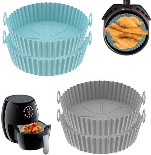 Sygg Molde Silicona Freidora de Aire, (4 Uds) Moldes para Air Fryer Reutilizable, Accesorios para Freidora sin Aceite, Recipiente, Bandeja, Cesta, Utensilios AirFryer, Microondas, Horno Cecotec Cosori