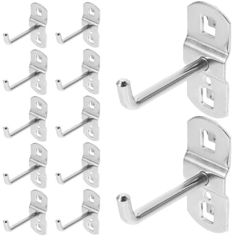OUNONA 12pcs Hooks Heavy Duty Shelf Pegboard Tool Holders Wall Tool Organizer Pegboard Tool Organizer Peg Board Tool Hangers Iron Silver