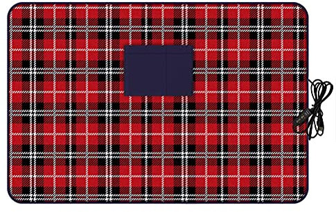 Ghzste USB Heated Shawl Blanket Wearable USB Electric Throw Wrap Blanket Foldable Electric Knee Blanket for Road Trip Camping (Red plaid)
