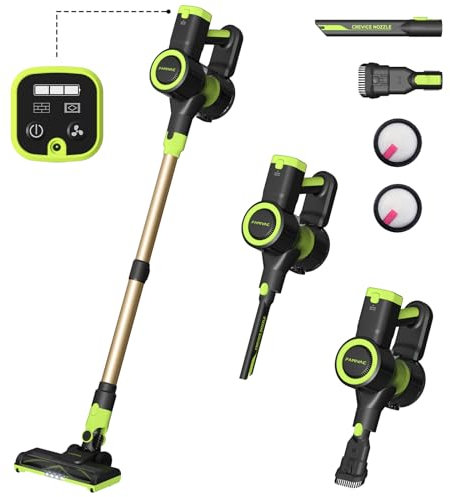 FAMIVAC 40KPA Aspirapolvere Senza Fili, Scopa Elettrica Senza Fili Portatile a Batteria Rimovibile 6 in 1, Sistema di Filtraggio a 6 Stadi, Spazzola a V Antigroviglio per Pavimenti (Ore)