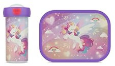 Mepal - Set de Almuerzo Campus - Fiambrera para Niños con Vaso Escolar y Fiambrera - Set de Almuerzo para el Colegio o para Llevar - Sin BPA - 300 + 750 ml - Unicorn Glow