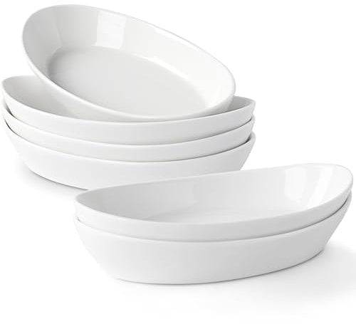 Juego de 6 Bandeja Horno Ceramica Ovaladas, Platos para Lasaña, Fuente para Horno Pequeña, para Lasañas, Pasteles, Tapas y Más - 300ml Porción individual - 19.5 x 11.3 x 3.7cm