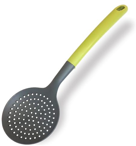 Fackelmann Schiumarola con manico in plastica riciclata, materiale parte funzionale in nylon resistente alle alte temperature, dimensioni 32.5x11.5x6 cm