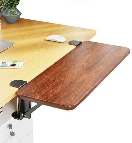 KUviez keyboardständer Schreibtischverlängerung, ergonomisch, faltbar, Tastaturablage, Verlängerungsregal für Computertische, lindert Ermüdung in kleinen Räumen, Teakholz, 50 x 25 cm.