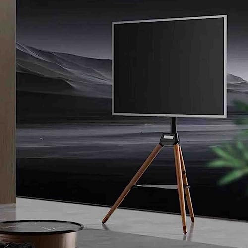 XNXYSMKJ TV Bracket Floor-standing Solid Wood Mobile Cart Monitor Hanger Tripod, for 32-75 Inch LCD LED Flat Screens Curved TVs Up To 77 Lbs