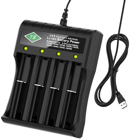 18650 Battery Charger 4 Slots Universal Charger for Rechargeable Batteries 18650 10440 26650 14500 16340 16650 18350 14650 18500, Li-ion Batteries AA/AAA Battery,Multi-Battery