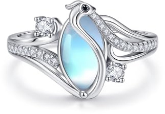 DAYLINLOVE Phönix Ring 925er Sterling Silber Mondstein Ring Phönix Tier Schmuckgeschenke für Damen Frauen Mama Oma