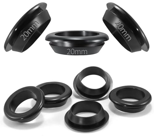 TXXATX 50 Stück Gummitülle Kabeldurchführung ID 20 mm Kabeldurchführung Gummi Einbaudurchmesser 25 mm Kabeltülle Wasserdicht Durchgangstüllen Schwarz Gummitüllen für Kabel Drähten Schutz