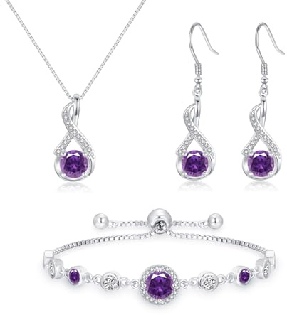 Cangall Silber Schmuck Set Damen, 925 Sterling Silber Halskette & Ohrringe & Armband Set mit AAAAA Cubic Zirkonia, Unendlichkeit Silberschmuck Damen 925 Hochzeitstag Liebesgeschenk für Braut Frauen