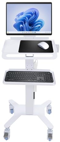 Adjustable Mobile Laptop Stand Desk on Wheels 48 Portable Computer Workstation Trolley Cart Height Adjustable Home Office Desk with Bracket for Laptops and Tablets