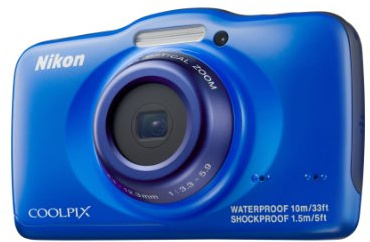 Nikon Coolpix S33 Waterproof Shockproof Cold-Resistant Camera 13.2 Megapixel with CMOS Sensor 3x optical Zoom 2.7-Inch LCD Blue (Renewed)