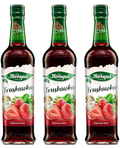 Herbapol Erdbeer Sirup 3x 420ml - Getränkesirup für Wasser & Matcha Fruchtsirup