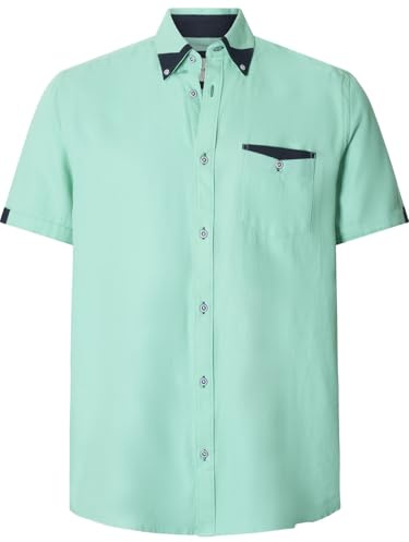 BABISTA Herren Kurzarmhemd Stefzite | Elegantes Kurzarmhemd für Männer, Hochwertige Baumwoll-Freizeitmode, Stylische Kontrastdetails