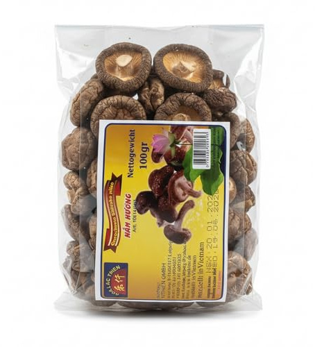 Lac Thien Shiitake Pilze getrocknet 100 g – Ganze Shiitake aus Vietnam (Nấm Hương Khô), aromatisch, für Ramen, Phở, Suppen, Brühen & Wok-Gerichte