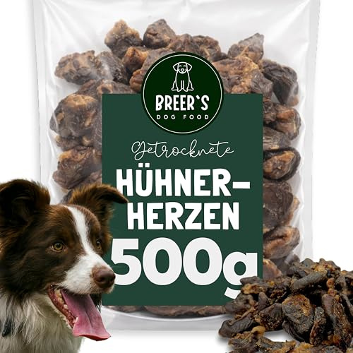 Hühnerherzen 500g getrocknet für Hunde – natürlicher Hundesnack, Kausnack, Kauartikel, Leckerli und Belohnung aus 100% Huhn Herz