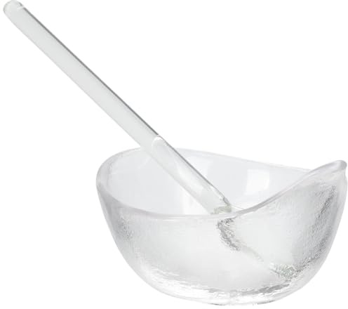AMUSLESUR Bol à Masque Facial en Verre Épais Cuillère, Contenant pour Huiles Essentielles, Outil de Mélange pour Spa Cosmétique
