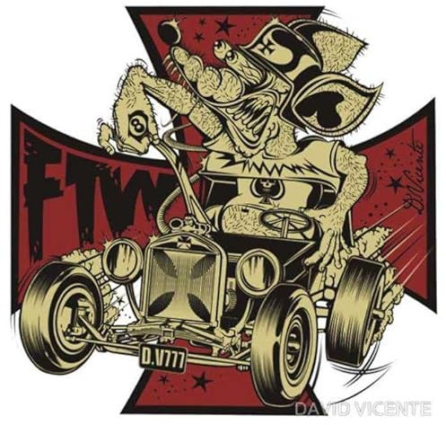 hotrodspirit - Sticker David Vicente FTW Rat Fink Malteserkreuz, selbstklebend