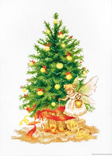 Luca-S B1117 - Schema punto croce in cotone, motivo fatina natalizia, 19 x 28,5 cm, multicolore