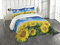 ABAKUHAUS Sonnenblume Tagesdecke Set, Frische Feld Land, Set mit Kissenbezug Mit Digitaldruck, für Einzelbetten 170 x 220 cm, Gelb Grün Blau