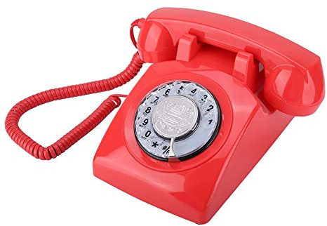 Tosuny Retro Tischhandy in Form eines sechziger Jahre Telefons,Klassisches Telefon im 70er Jahre für Hause/Office.Beste .(optional)(rot)