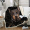 VYEKL Bettwäsche Haustier Hund Sammlung Sherpa Decke 3D Tier Mops Plüsch Decke Bulldog Husky Dobermann Rottweiler Thin Quilt 150 * 200Cm