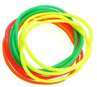 Lizzy Pack of 12 Neon Gummie Bracelets | Bright Gummy Jelly Rubber Bangles Shag Bands Friendship Wristbands | Party Bag Fillers and 80s Halloween Fancy Dress Accessories (Neon mix)