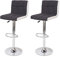 Mendler 2er-Set Barhocker HWC-G87, Tresenhocker Barstuhl, h�henverstellbar - Stoff/Textil dunkelgrau + Kunstleder wei�, Chromfu�