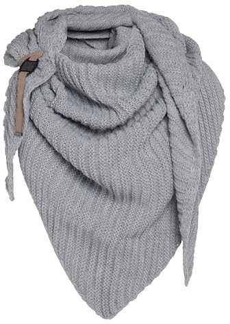 KNIT FACTORY - Demy Dreiecksschal - Damen Strickschal mit Wolle - Winterschal - Herbst & Winter Essentials - Winter Dreieckstuch - Tuch Schal für Winter - Hochwertige Qualität - 190x85 cm - Grau