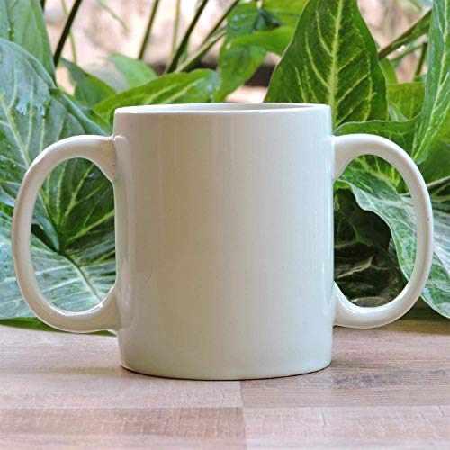Dual Handle Mug | Two Handled Ceramic Drinking Mug for Secure Hold | 11.83 Fl. Oz. (350 Ml) - Mint Green Color