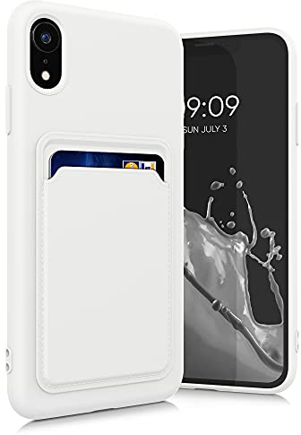 kwmobile Custodia Compatibile con Apple iPhone XR Cover - Back Case Cellulare con Slot Porta Carte - Morbida in Silicone TPU bianco
