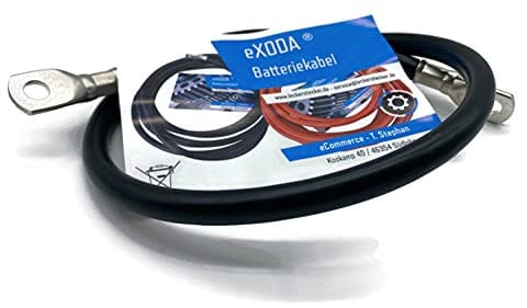 eXODA Batteriekabel 50 mm² 75cm mit Kabelschuhen M10 Schwarz