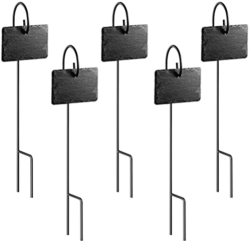YARNOW 5 Sätze Pflanzenschilder Schiefer Etiketten mit Schäferhaken Kräuterschilder Pflanzenstecker Pflanzenetiketten Tafel zum Beschriften für Kräuter Blumentopf Lebensmittel Käse Kuchen Deko Stecker