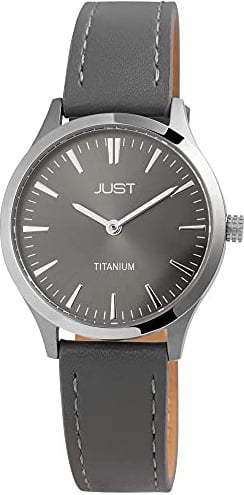Just Damen - Uhr Lederarmband Titangehäuse Ø 33 mm Titandornschließe Analog Quarz JU10188