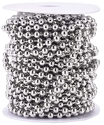 PandaHall Kugelkette aus Edelstahl, 5 mm, verstellbare Kettenverlängerung für selbstgemachte Halskettenherstellung, Edelstahlfarbe