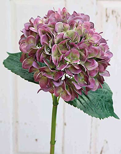 artplants.de Kunst Hortensie THABEA, violett-grün, 65cm, Ø22cm - Textil Hortensie