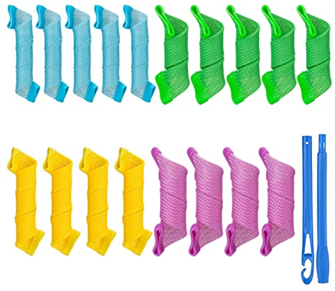Magic Spiral Heatless Curlers Set - No Heat Hair Rollers for Long/Short Hair, Wave & Perm Kit, DIY Hairstyle Tools, 18 Pack
